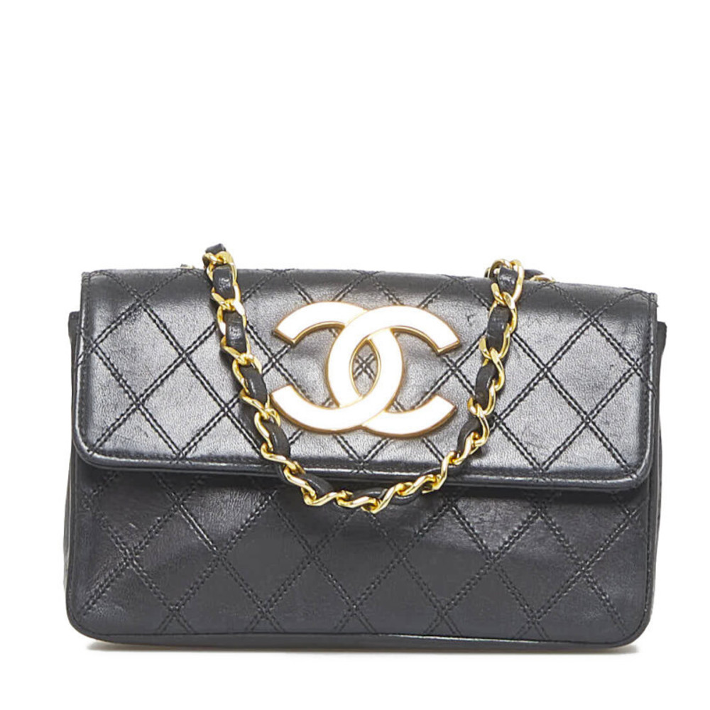 Chanel Decacoco Cocomark Bicolore Chain Shoulder Bag Black